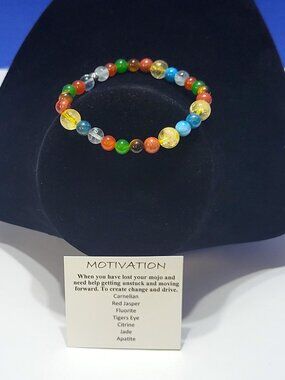 Vintage Multicolored Natural Stone Beaded Power Bracelet for Motivation